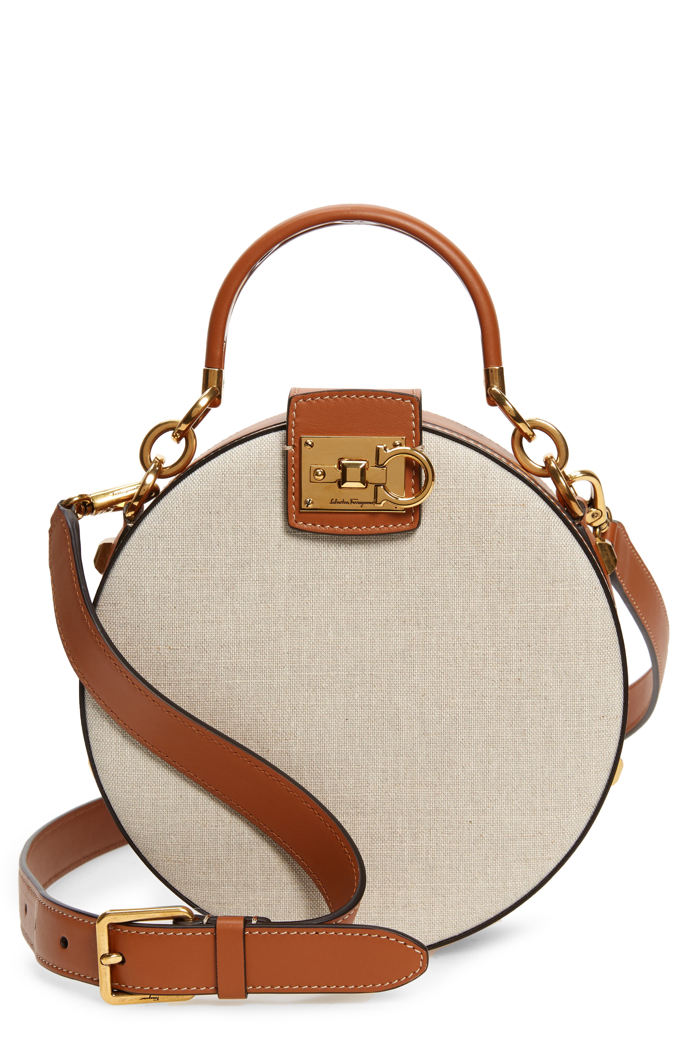 round leather shoulder bag