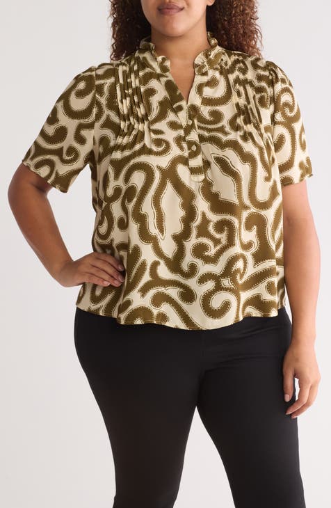 Elbow Length Sleeve Pintuck Top (Plus)