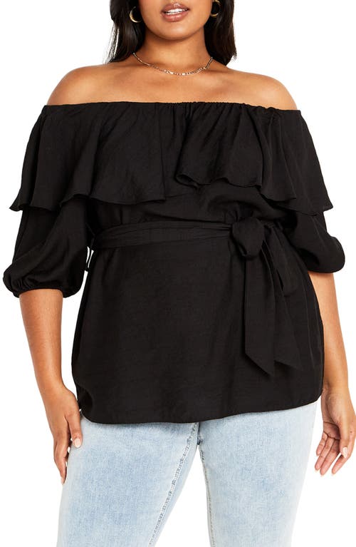 City Chic Callie Tie Waist Off the Shoulder Top at