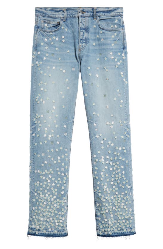 Shop Amiri Floral Embroidered Straight Leg Jeans In Perfect Indigo