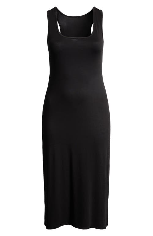 24seven Comfort Apparel Racerback Jersey Midi Dress In Black