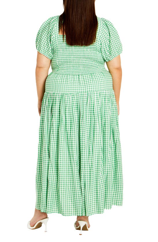Shop City Chic Amber Print Two-piece Crop Top & Maxi Skirt In Green Gingham