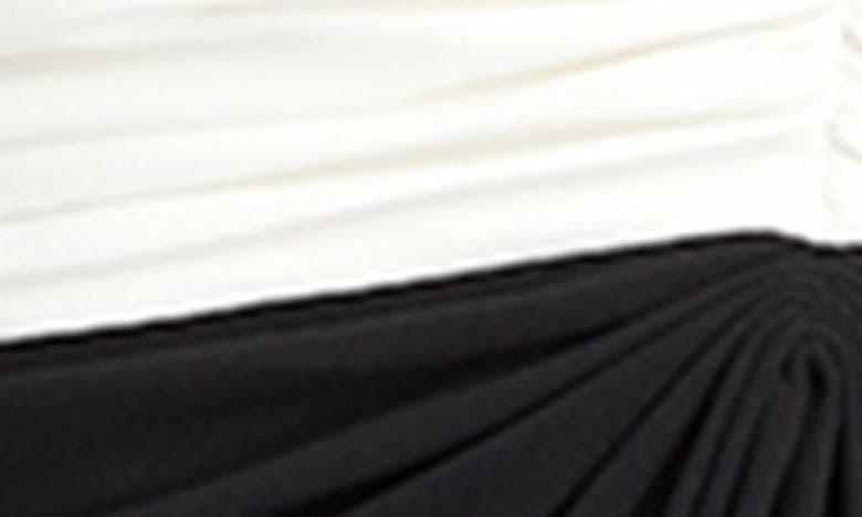 Shop Tadashi Shoji Bow Detail Colorblock Gown In Ivory/ Black