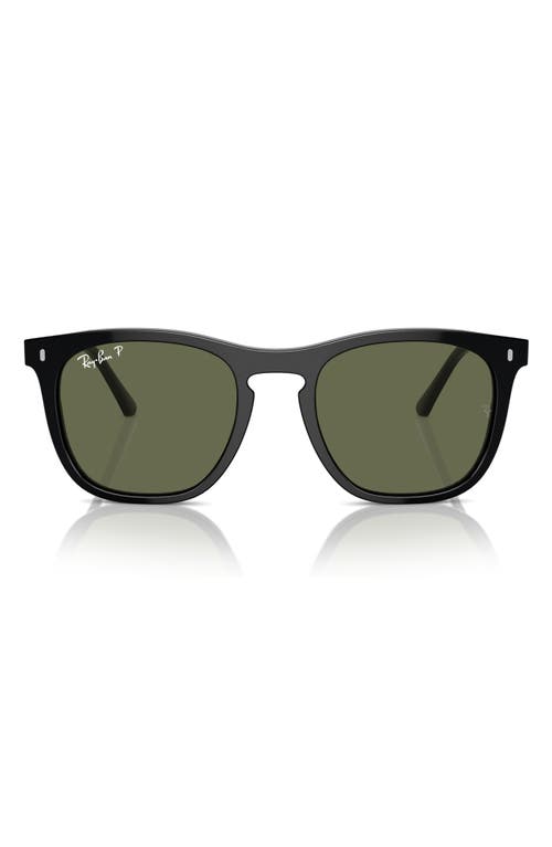 Ray Ban Ray-ban 53mm Polarized Square Sunglasses In Black/green Polarized Solid