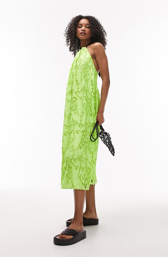Shop Topshop Eyelet Halter Dress In Medium Green