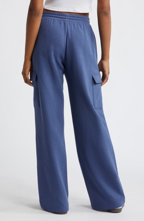 Shop Bp. Elastic Waist Wide Leg Fleece Cargo Pants In Blue Indigo