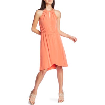 1.state Halter Neck Tulip Hem Dress, Coral
