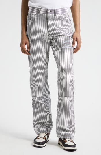 Amiri Striped Cotton Carpenter Pant In Black/white
