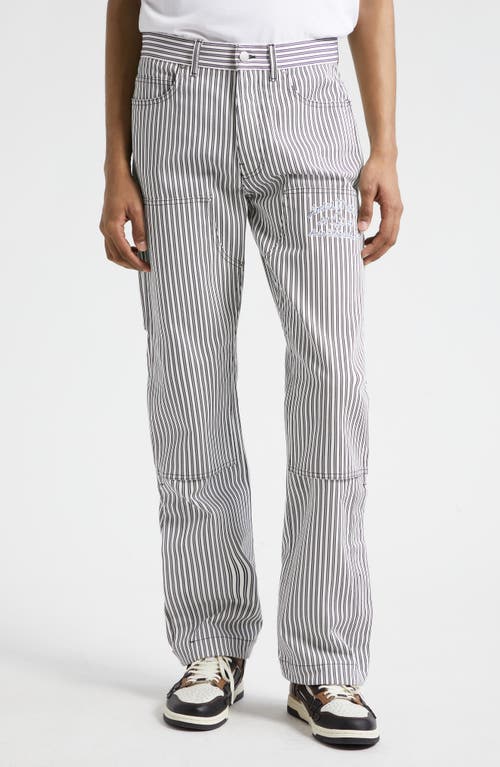 AMIRI Motors Stripe Cotton Carpenter Pants in Black/White