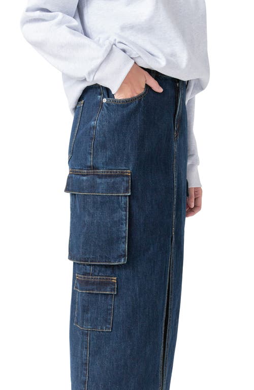 Shop Grey Lab Denim Cargo Maxi Skirt In Blue