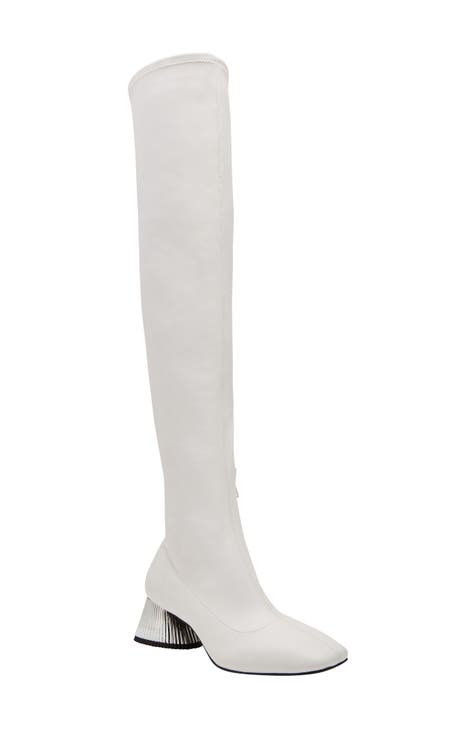 White Over The Knee Boots Women High Heels Shoes Ladies Thigh High