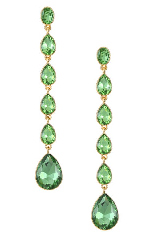 Ettika Teardrop Crystal Linear Earrings in Peridot at Nordstrom