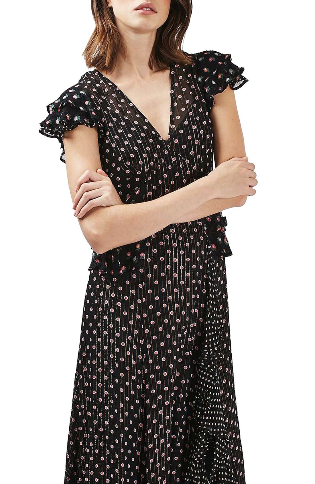 topshop ruffle midi dress
