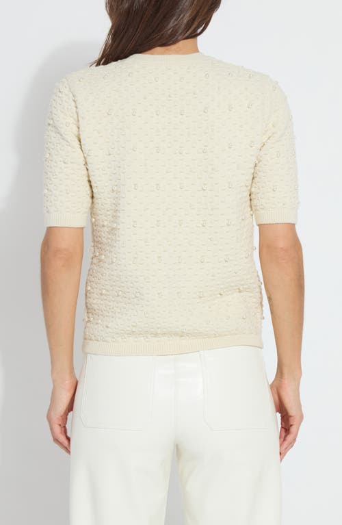 Lyssé Valentina Pearl Short Sleeve Sweater In Icing In Gray