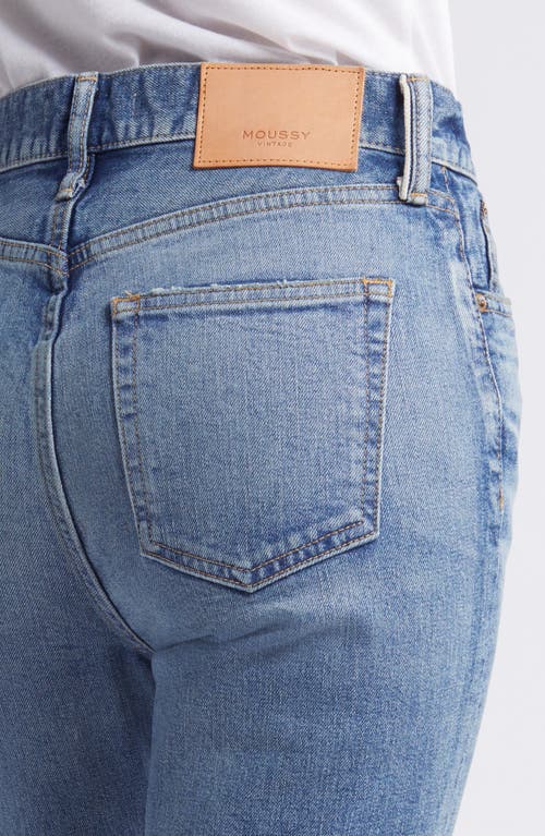 Shop Moussy Vintage Mv Briarwood Distressed Ankle Flare Jeans In Blue