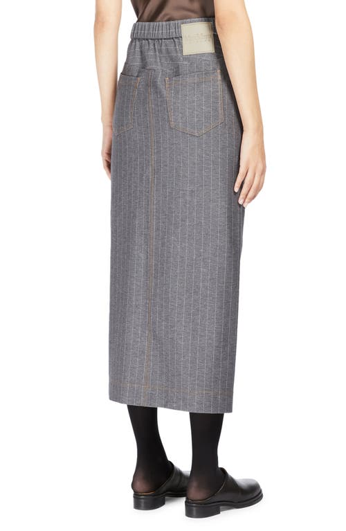 Shop Max Mara Leisure Breda Pinstripe Cotton Blend Midi Skirt In Medium Grey