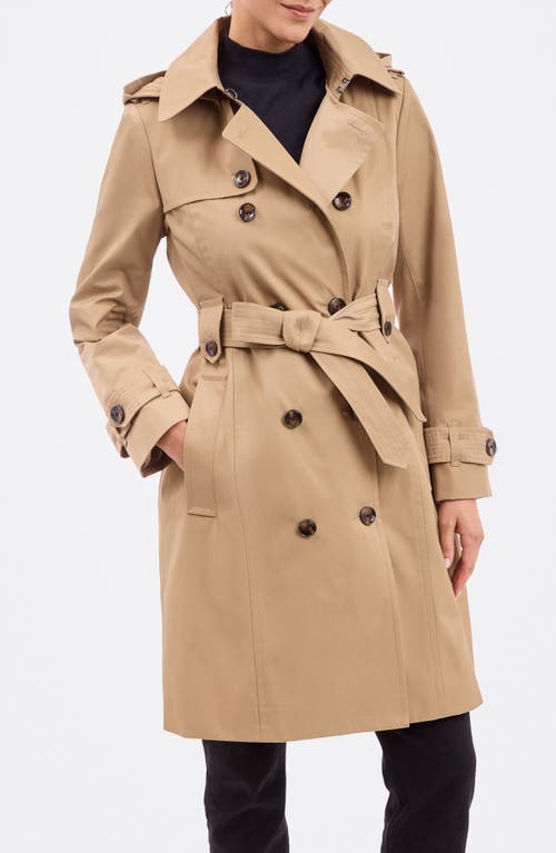 London Fog Cotton Blend Trench Coat In British Khaki