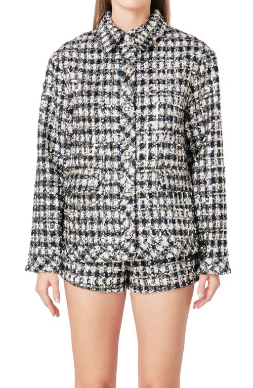 Endless Rose Sequin Check Jacket In Black