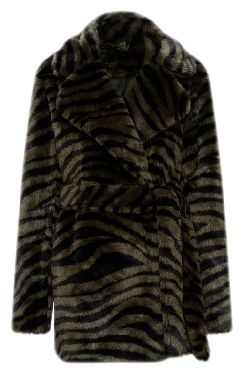 Shop Diane Von Furstenberg Tanesha Faux Fur Coat In Zebra Olive