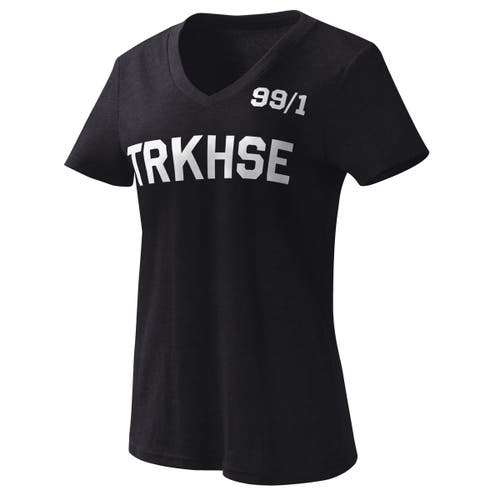 Women's G-III 4Her by Carl Banks Black TRACKHOUSE RACING Dream Team V-Neck T-Shirt