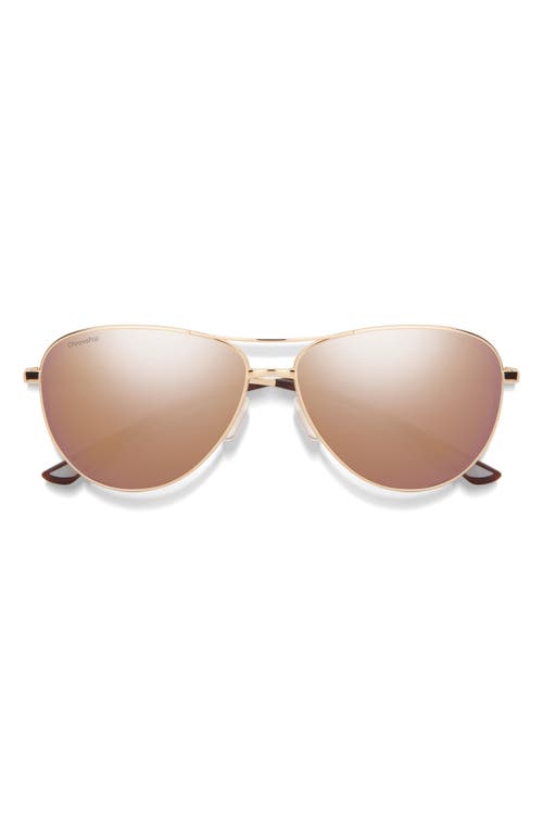 Shop Smith Langley 60mm Chromapop™ Polarized Aviator Sunglasses In Rose Gold/rose Gold Mirror