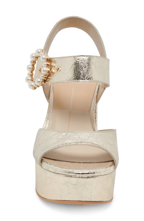 Shop Dolce Vita Bobby Imitation Pearl Ankle Strap Platform Sandal In Vintage Gold Pearls