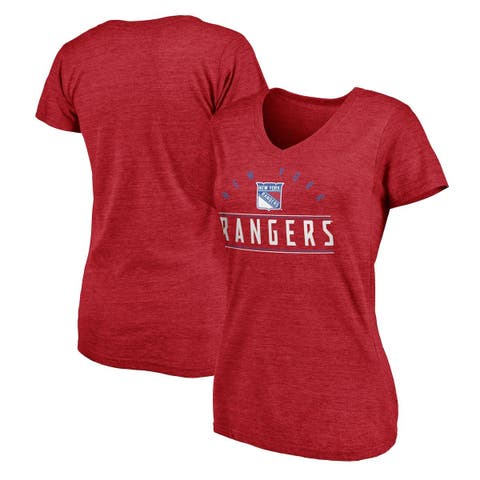 Women's New Era Red Texas Rangers Striped Sleeve V-Notch T-Shirt