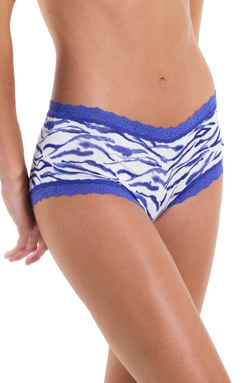 Hanky Panky Dreamease® Printed Boyshort In White/inked Blue