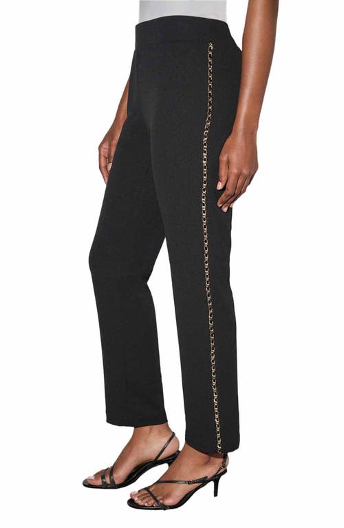 Shop Ming Wang Chain Detail Deco Crepe Tuxedo Pants In Black