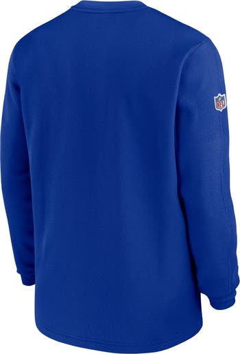 Men's Nike Royal Buffalo Bills 2023 Sideline Throwback Heavy Brushed Waffle  Long Sleeve Top