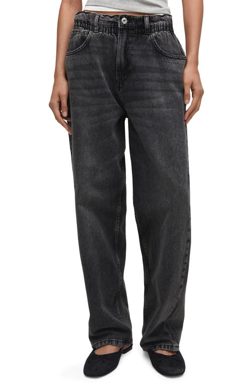 MANGO Slouchy Straight Leg Jeans in Black Denim at Nordstrom, Size 4