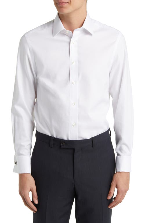 Slim Fit Non-Iron Solid Royal Oxford Dress Shirt in White