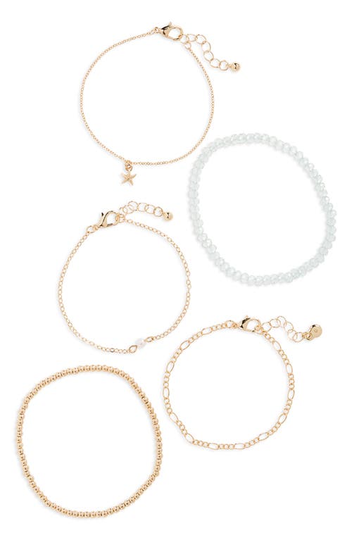 Set of 5 Bracelets in Gold- White