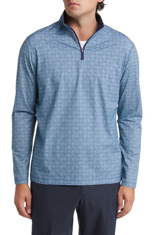 Bugatchi OoohCotton Print Quarter Zip Pullover Peacock at Nordstrom,