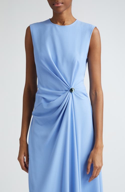 Shop Lela Rose Gathered Button Detail Sleeveless Dress In Oxford