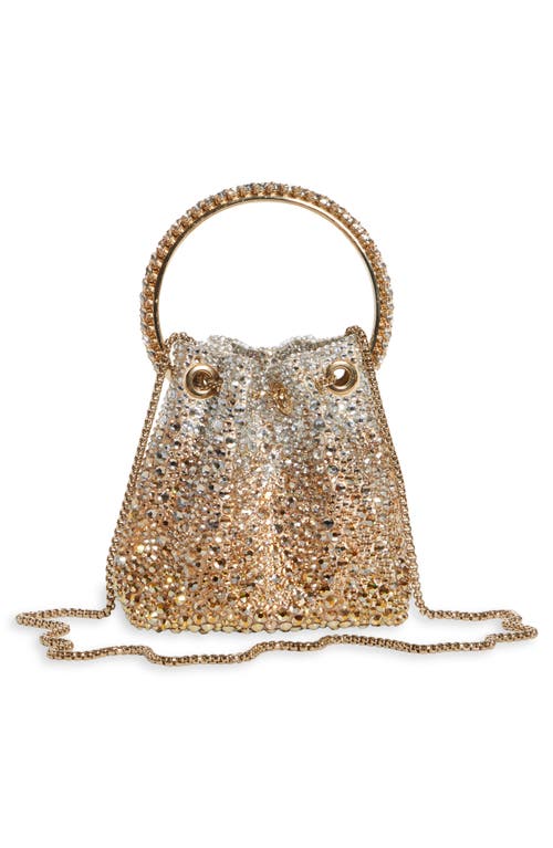 Jimmy Choo Bon Bon Crystal Drawstring Pouch In Gold/silver