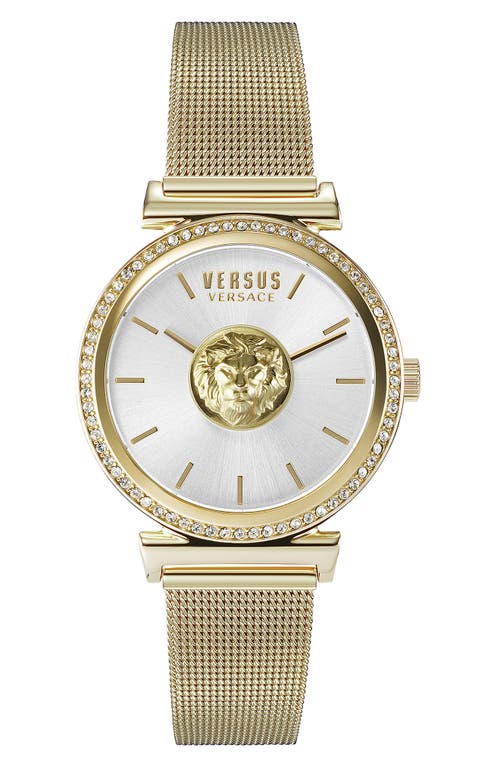 VERSUS Versace Brick Lane Mesh Strap Watch, 34mm in Ip Yellow Gold 