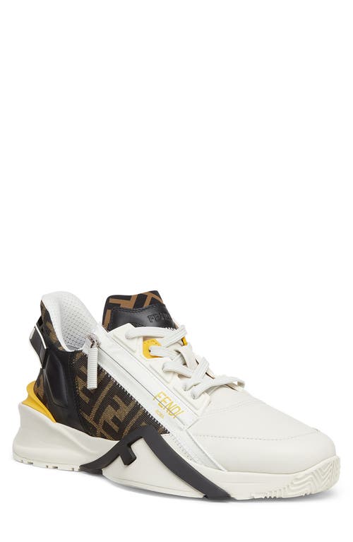 Shop Fendi Flow Logo Low Top Sneaker In White/yellow