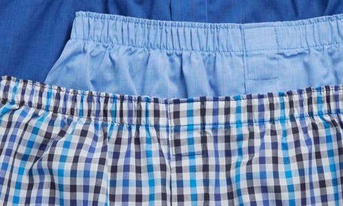 Nordstrom Rack Woven Boxer In Blue- Grey Plaid/solid Pack
