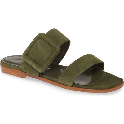 Manolo Blahnik Tituba Buckle Slide Sandal, Green