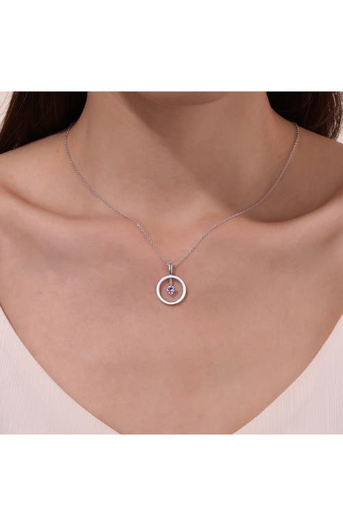 Lafonn Simulated Diamond Lab-created Birthstone Reversible Pendant Necklace In Purple/june