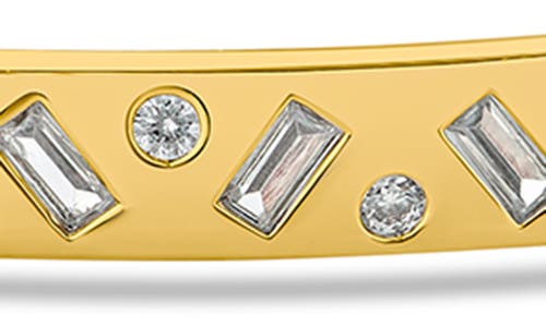 Shop Cz By Kenneth Jay Lane Inlay Hinge Bracelet In Clear/gold