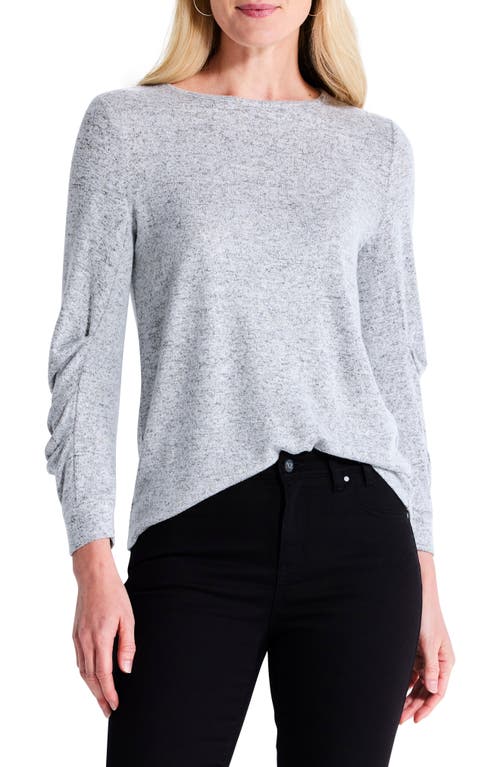 NZT by NIC+ZOE Sweet Dreams Ruched Sleeve Top in Grey Mix