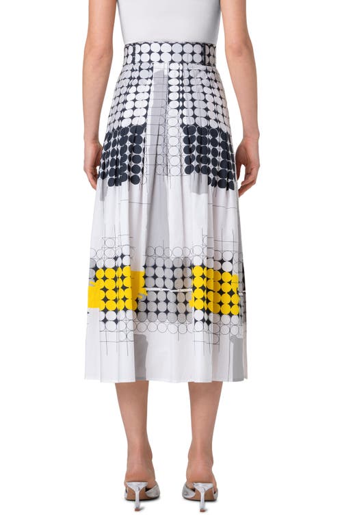 Shop Akris Punto Skyscraper Belted Cotton Poplin Midi Skirt In Cream-tin-yellow