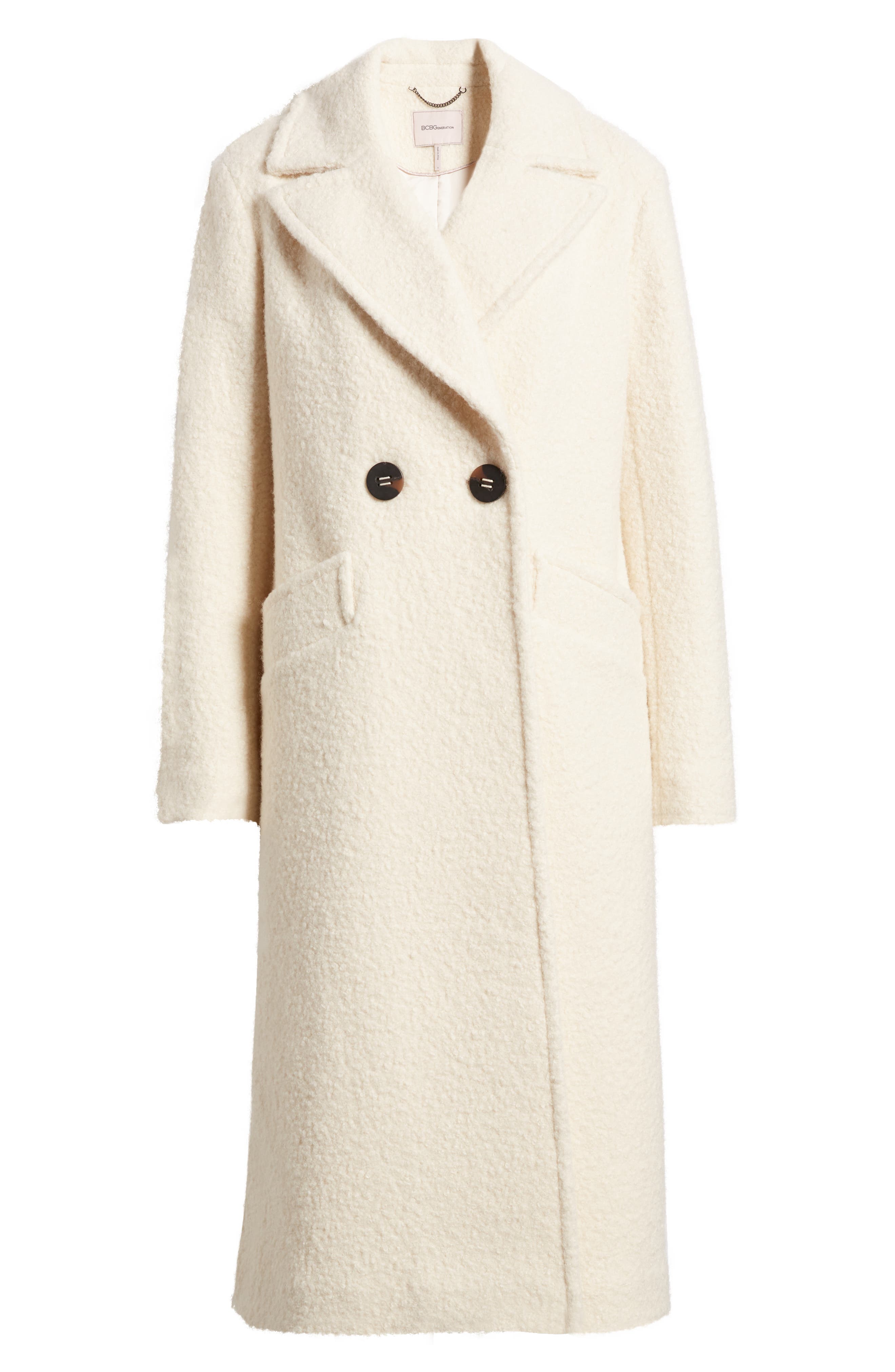 bcbg Longline Coat in Cream Smart Closet