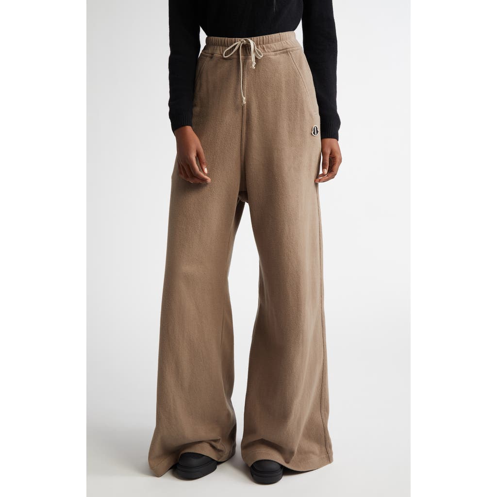 Moncler Belas Wide Leg Cotton Sweatpants In Taupe
