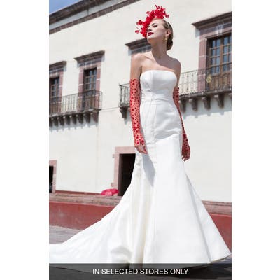Watters Leibe Strapless Silk Mikado Mermaid Gown, Size - Ivory