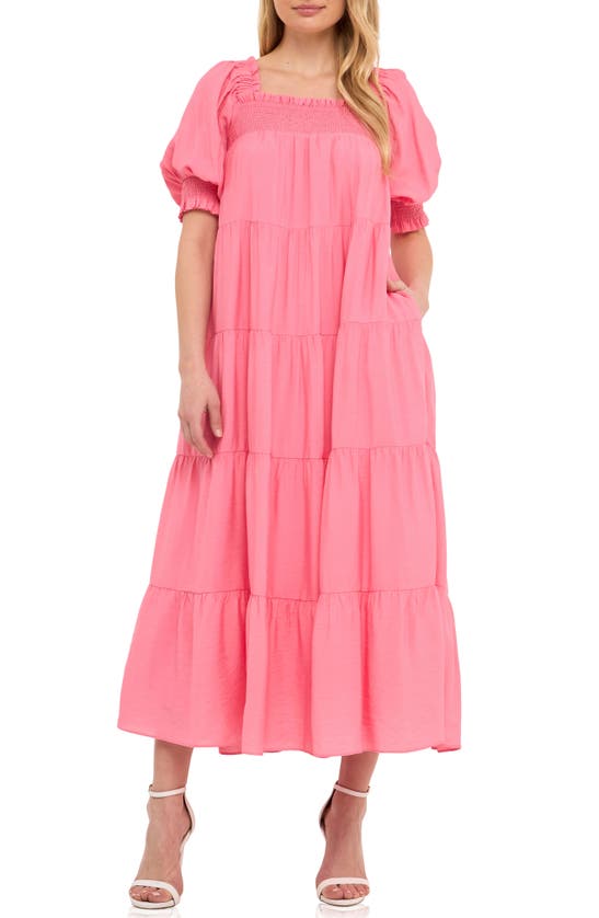 Shop English Factory Smocked Maxi Dress In Pink