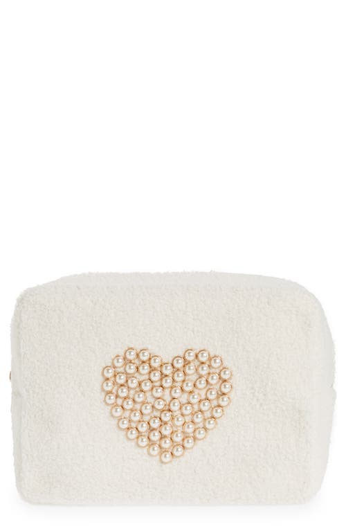 btb Los Angeles Heart Teddy Cosmetics Case in Cream