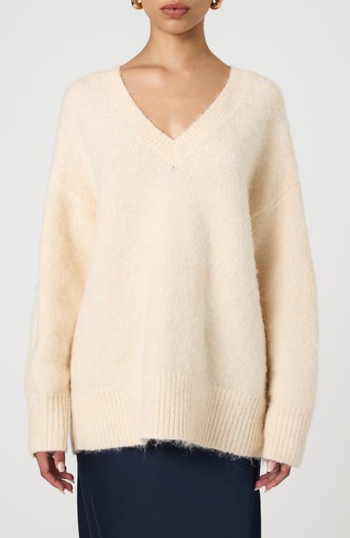 Shop French Connection Oversize V-neck Sweater In Classic Cream